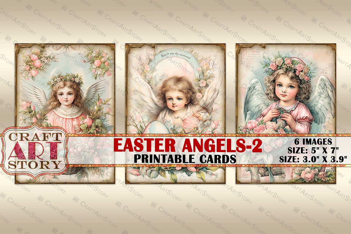 Easter angels-2 cards Atc ACEO, a Seasonal Illustration by CraftArtStory (Photo 3 of 4)