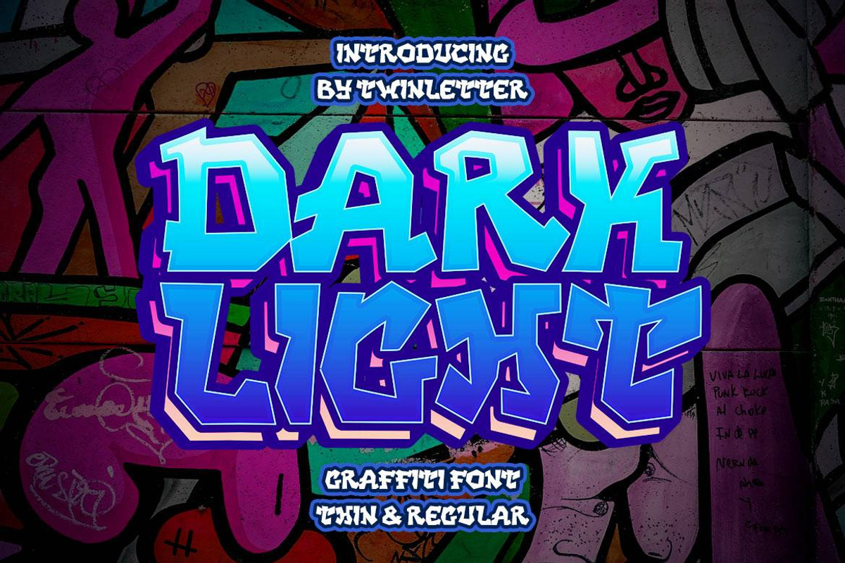 DARK LIGHT - Graffiti Style Font, a Font by twinstd (Photo 1 of 10)