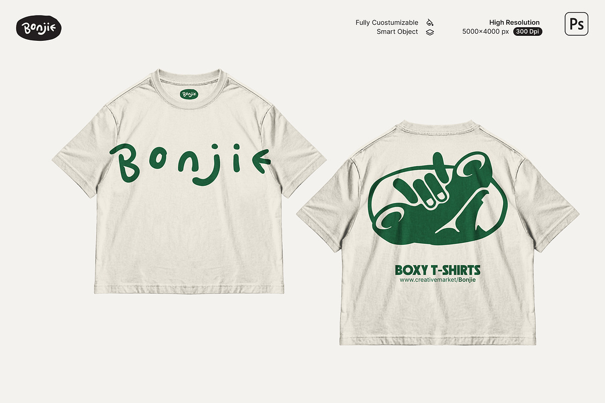 Boxy T Shirts Mockup, a Shirt Mockup by Pipello Grafik (Photo 1 of 3)