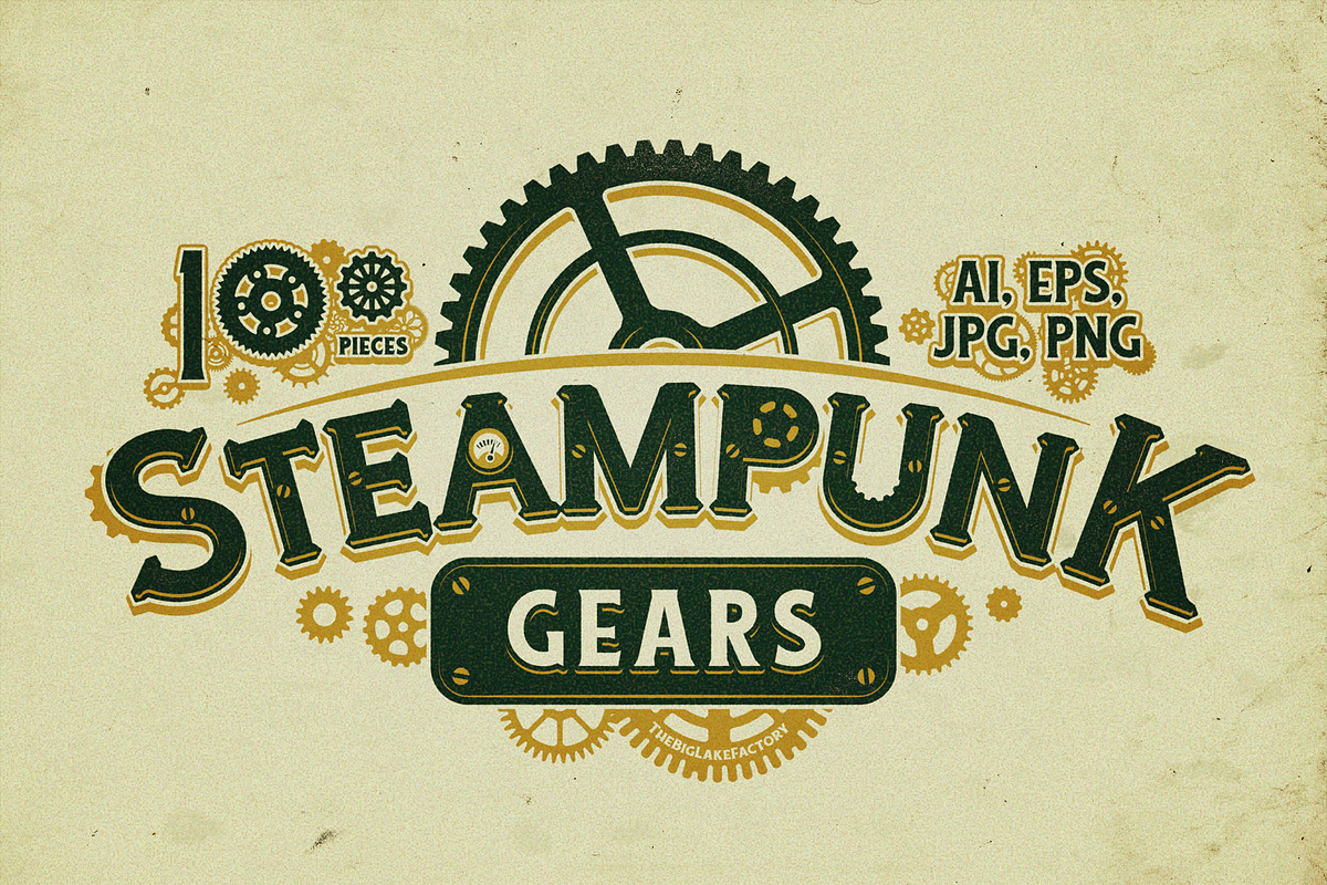 100 vector gears (Ai, Eps, Png, Jpg), an Object Graphic by TheBigLake (Photo 1 of 2)