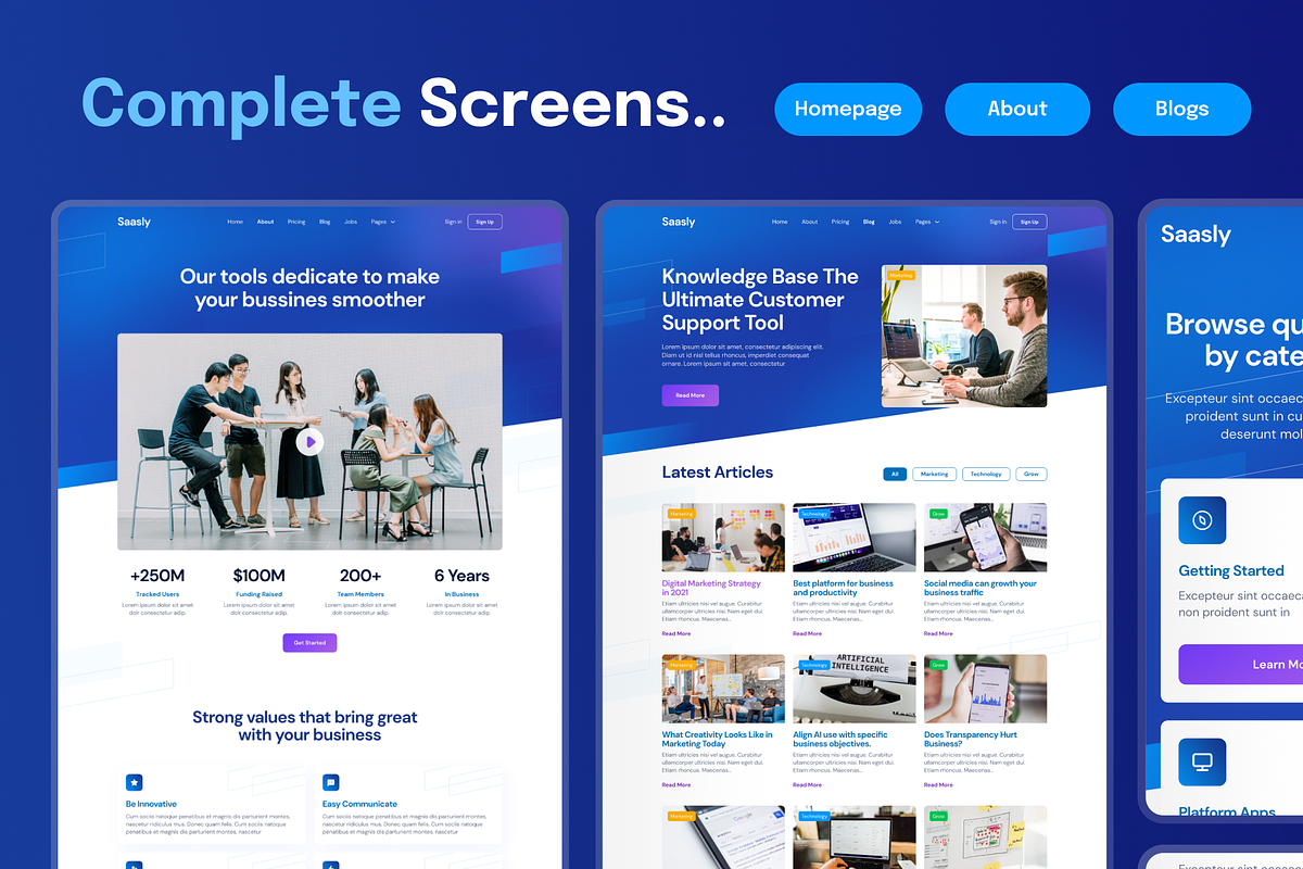 Saas & Tech Web Mobile UI Kit Saasly, an UI Kit Template by dhuhacreative (Photo 5 of 8)