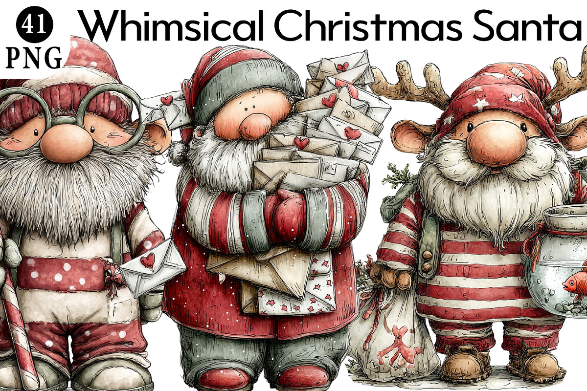 Whimsical Christmas Santa Clipart, an Illustration by Daily.Designs (Photo 1 of 5)