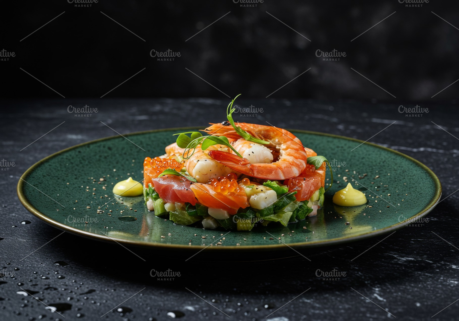 Gourmet seafood tartare with shrimp,, a Food & Drink Photo by professorinc