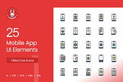 25 Mobile App UI Elements Filled, an Icon by IconBunny (Thumbnail 1 of 2)