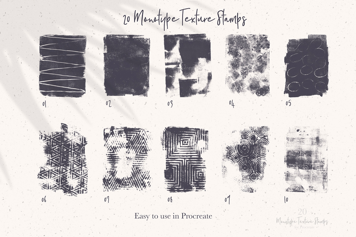 Procreate Monotype Texture Stamps, a Brush Add-On by Sweet Fig