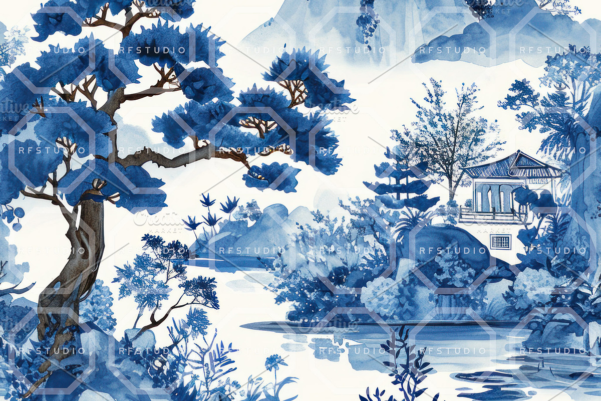 Oriental Whispers Watercolor Bundle, a Texture Illustration by RefinedFantasyStudio (Photo 2 of 9)