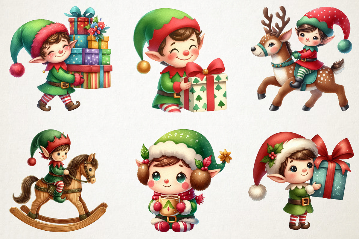 Santa's Adorable Little Helpers Png, an Illustration by RobertsArt (Photo 5 of 7)
