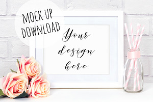 Pretty White Frame Mock Up Photo, a Print Template by Pixomize