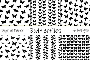 Butterfly Silhouettes Pattern Vector