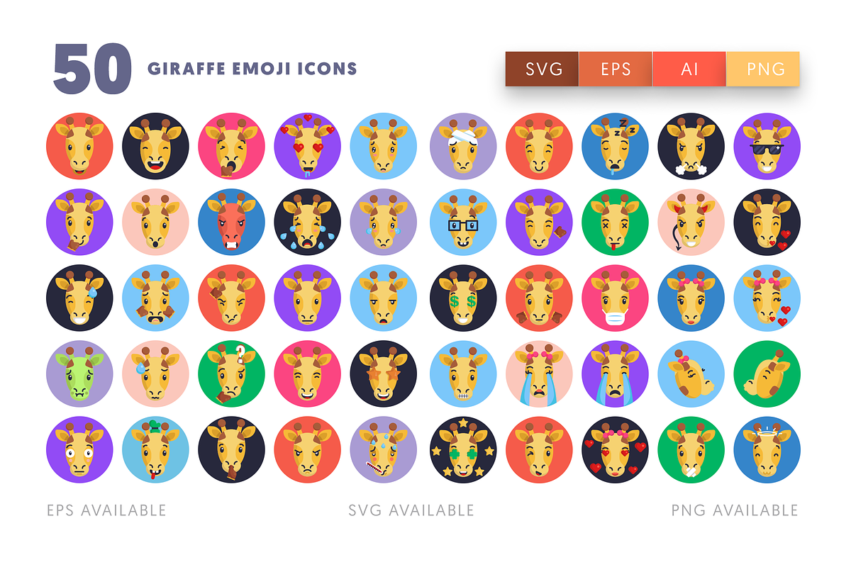 50 Giraffe Emoji Icons, an Emoji Icon by Dighital (Photo 2 of 10)
