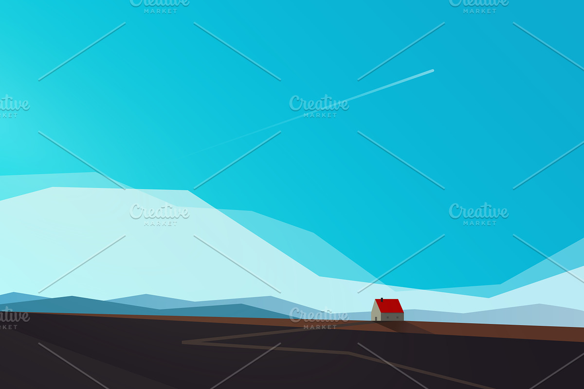 Countryside house. Flat design, an Illustration by Librebird (Photo 1 of 2)