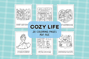 Cozy Life Coloring Pages Bundle, an Animal Illustration by DesignDevisers (Thumbnail 1 of 10)