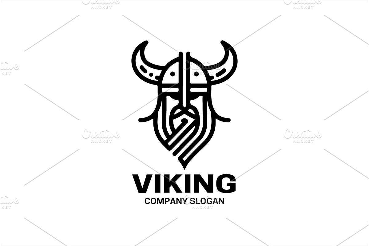 Viking Warrior Logo in Modern Line, a Branding & Logo Template by Vectorium Studio