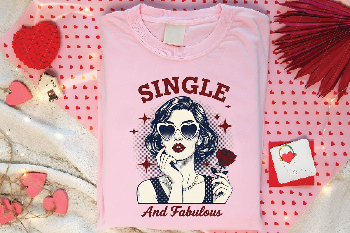 Single Retro Girl Valentine PNG, an Illustration by DreamPrint404 (Photo 7 of 8)