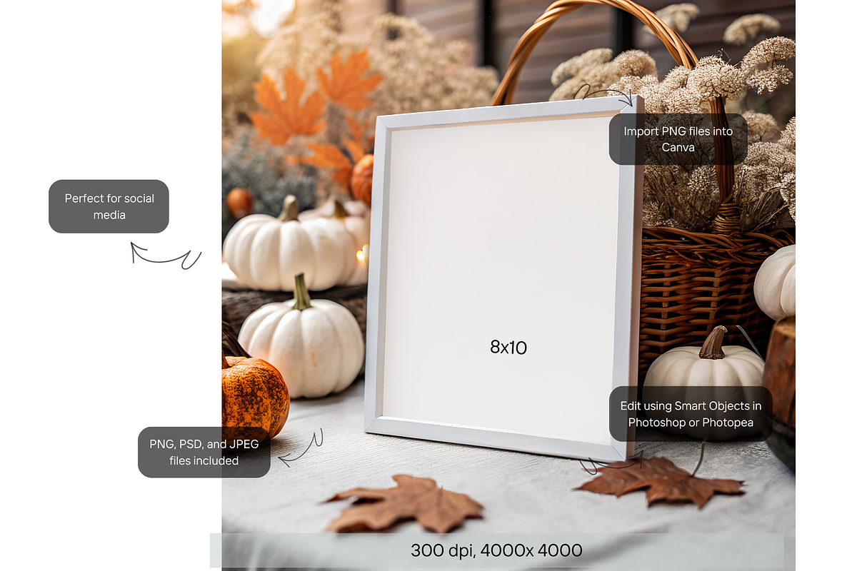 Rustic Autumn Frame Mockup on Table, a Product Mockup by MockupWizard (Photo 2 of 5)
