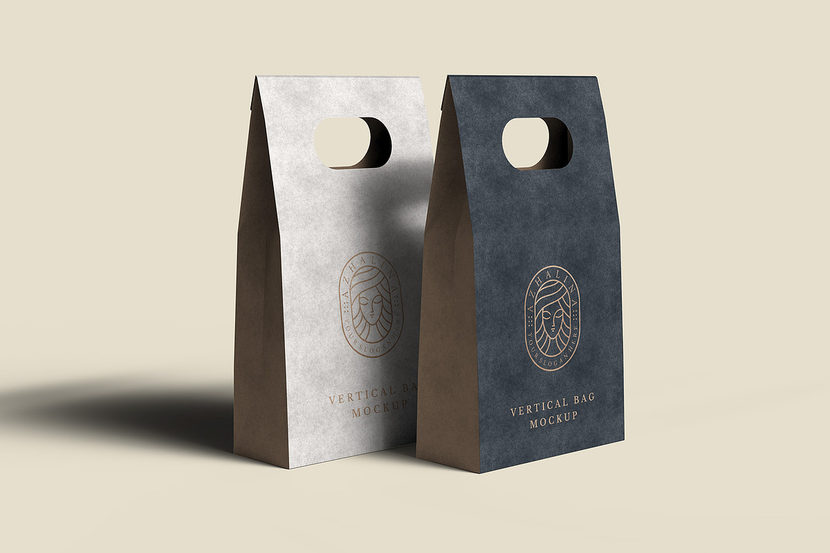 Kraft Paper Vertical Bag Mockup, a Packaging Mockup by Illusiongraphic (Photo 3 of 22)
