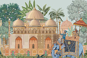 Mughal Garden Elephant Mural, a Decorative Illustration by Mughal Wallpaper (Thumbnail 4 of 4)