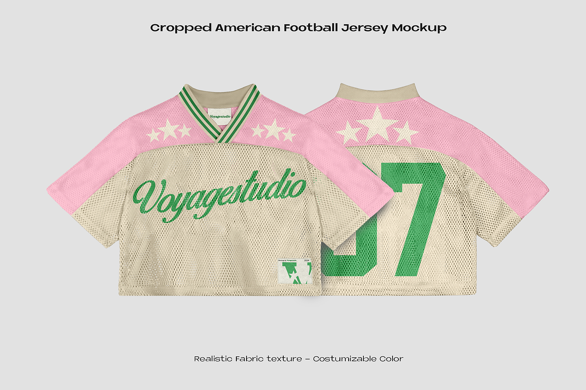 CROPPED AMERICAN FOOTBALL JERSEY, an Apparel Mockup by Voyage Studio (Photo 1 of 4)