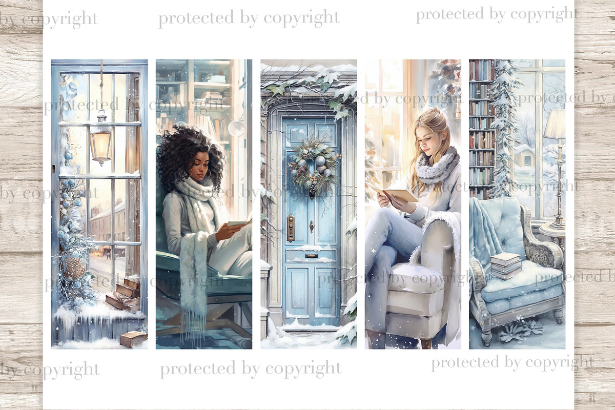 Winter Reading Bookmarks, a Person Illustration by GlamArtZhanna (Photo 1 of 3)
