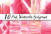 Pink Flow Watercolor, a Decorative Illustration by Planolla (Thumbnail 1 of 7)
