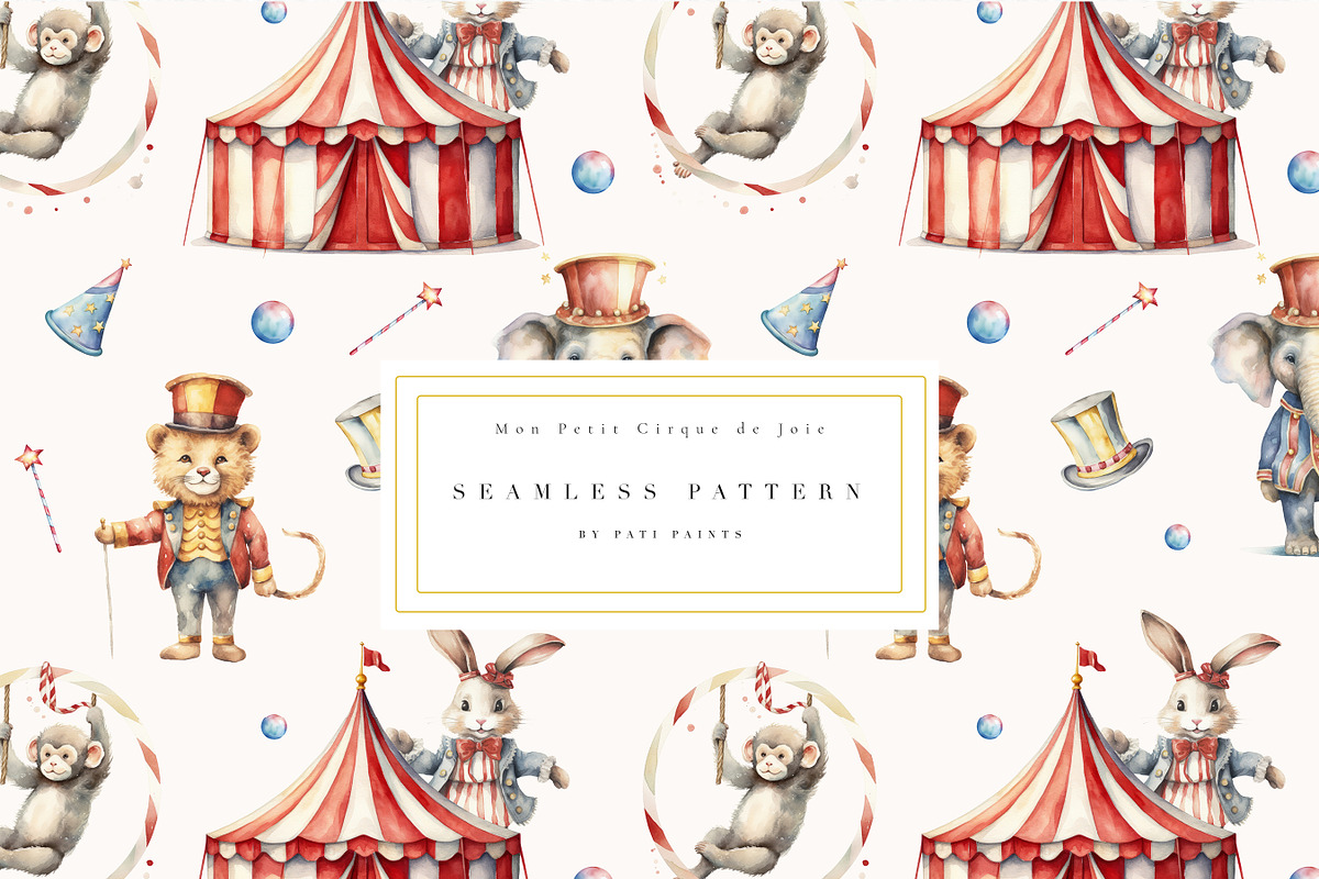 Watercolor Circus Animals Collection