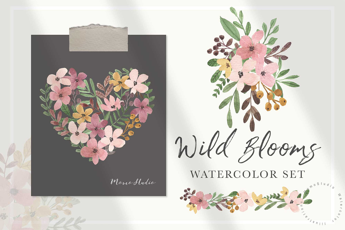 WILD BLOOMS - Watercolor Florals, a Decorative Illustration by Momo Studio (Photo 1 of 13)