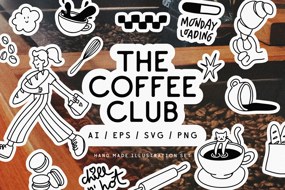 The Coffee Club Illustration Pack, an Object Graphic by Cosmic Stories Foundry (Photo 1 of 14)