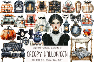 Creepy and Cozy Halloween Clipart, an Illustration by OK Design