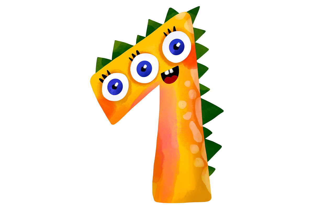 Cute Monster Numbers Clipart Set PNG, an Education Illustration by the_myro (Photo 8 of 12)