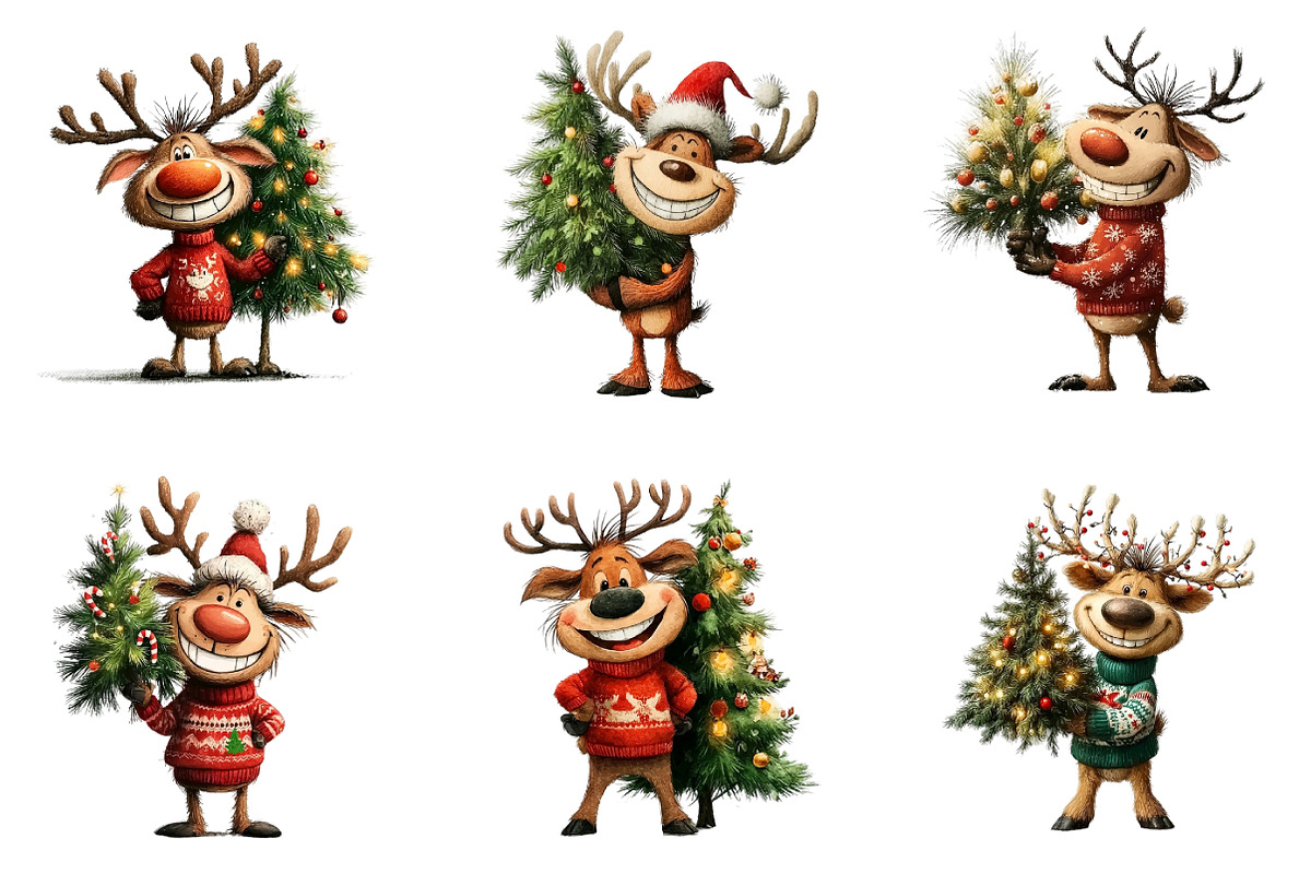 Funny Reindeer Clipart, an Illustration by DreamArtGraphic (Photo 3 of 5)