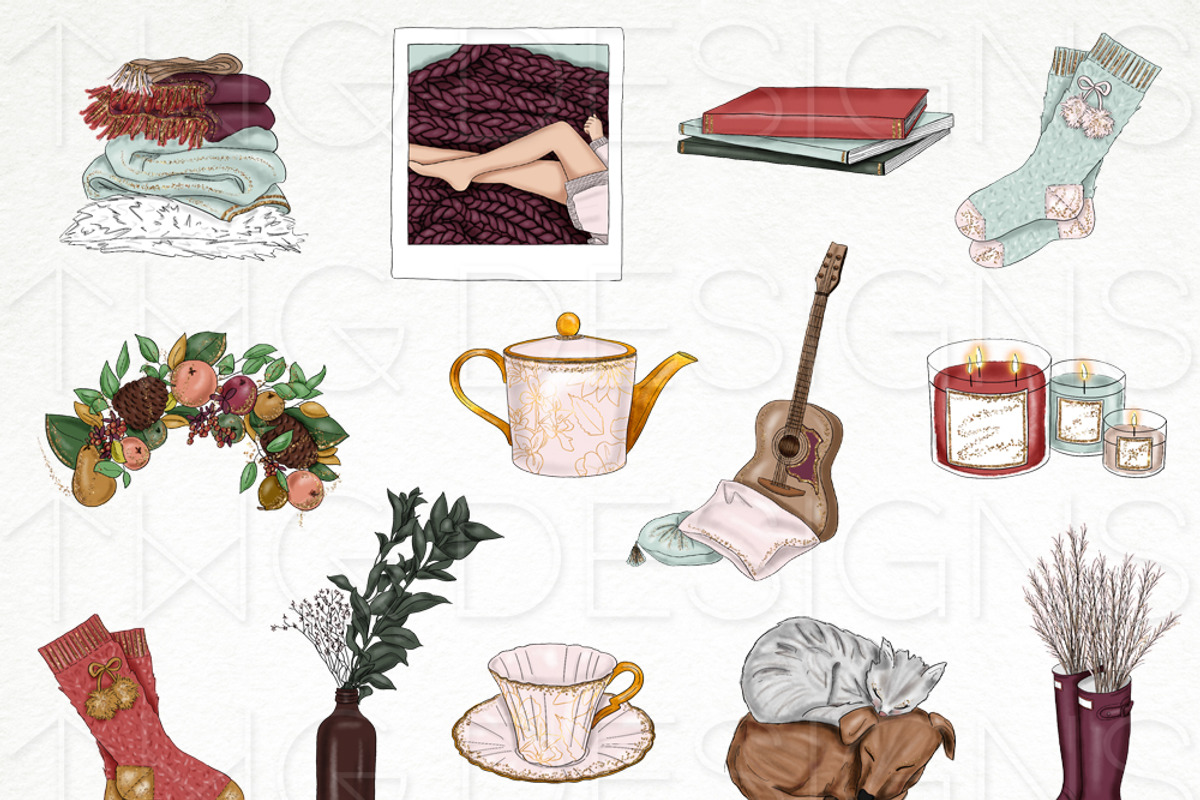 Cozy Fall Fashion Girl Clip Art, an Illustration by TWG Designs