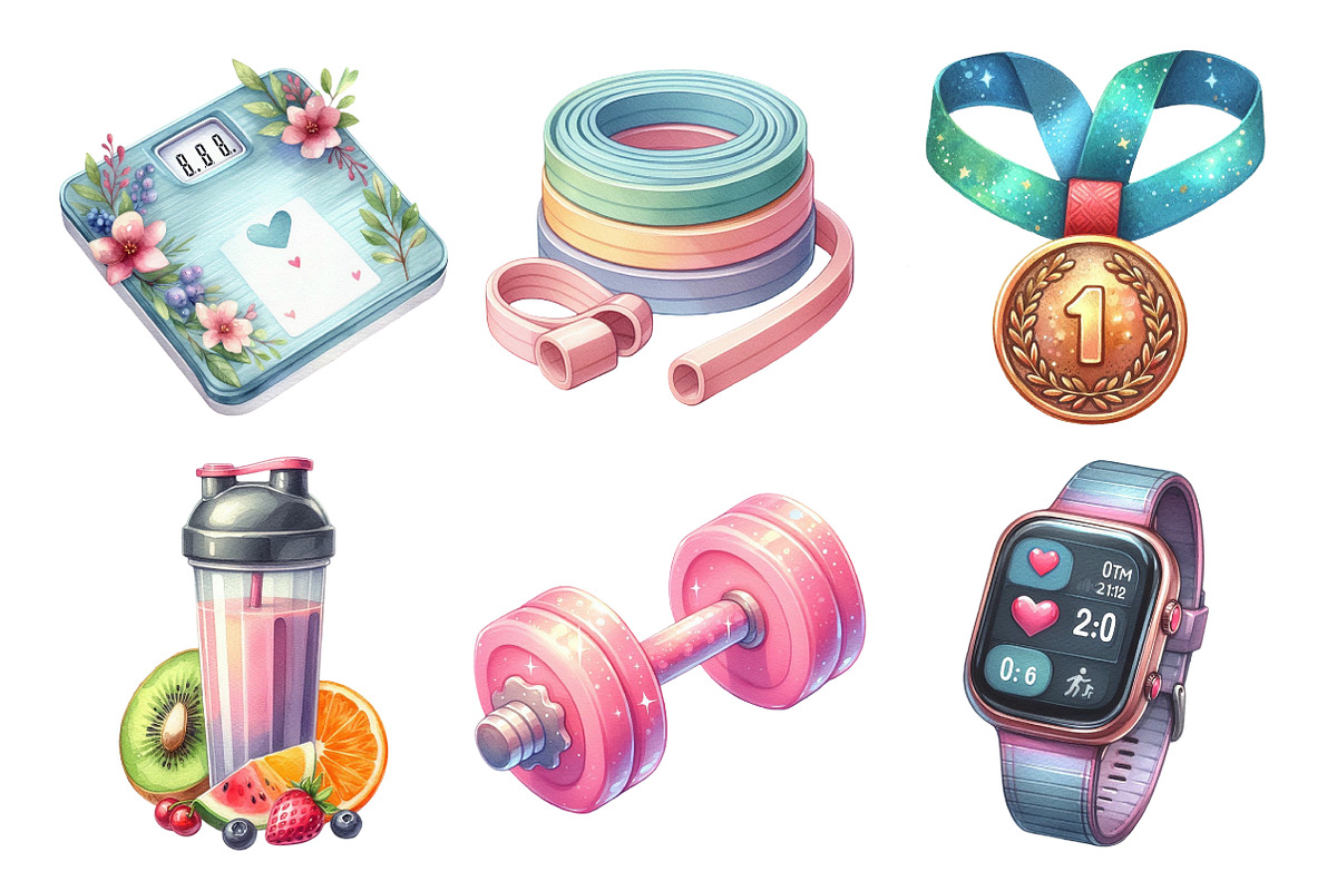 Watercolor Fitness Workout Clipart, an Illustration by Daily.Designs (Photo 3 of 5)
