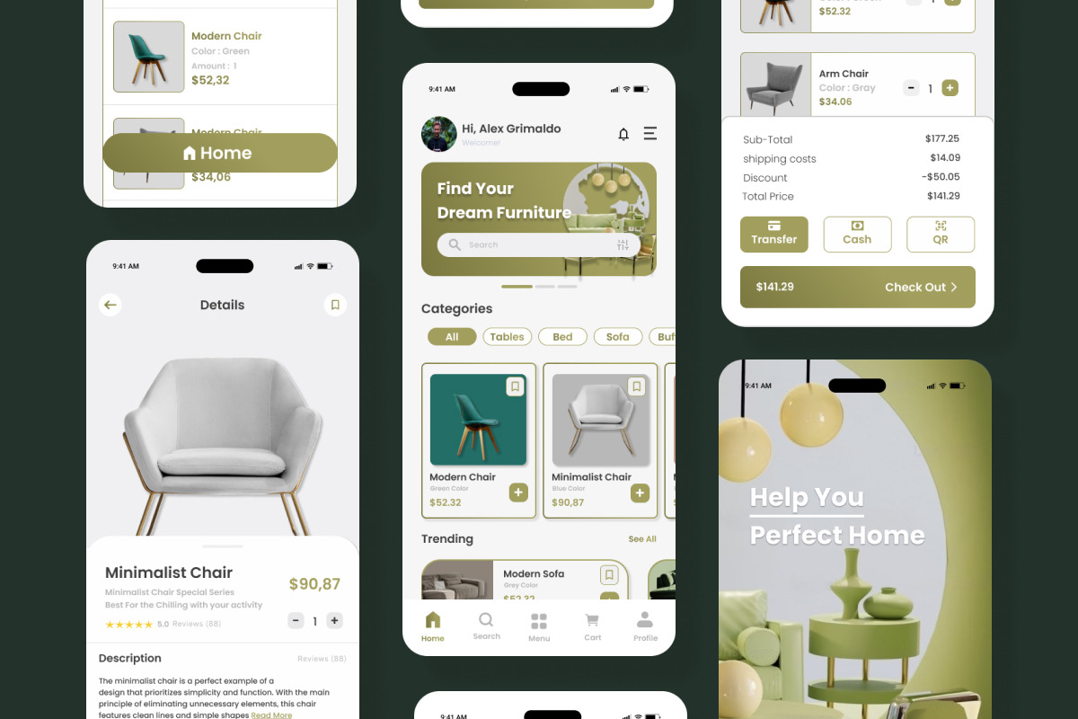 My Furni - Furniture Mobile App, an App Template by trabaskriya (Photo 3 of 5)