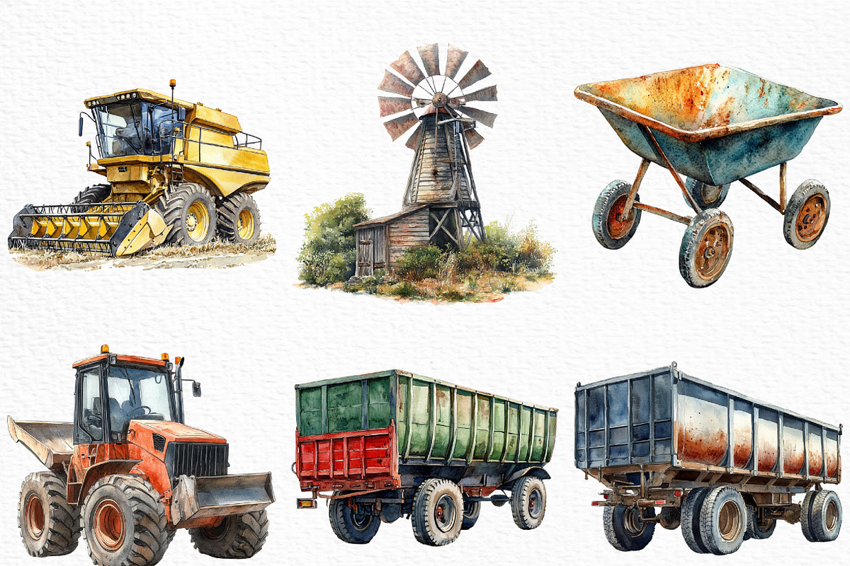 Farm Machines Clipart, an Illustration by Craft Nest (Photo 4 of 6)