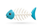 Fish bone skeleton with blue head, an Animal Illustration by Abscent (Thumbnail 1 of 3)