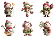 Watercolor Christmas Snowman Clipart, an Illustration by CraftArtStudio (Thumbnail 3 of 6)