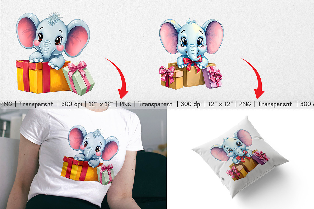 Elephant Clipart Gift, a Graphic by Artnoy (Photo 3 of 5)