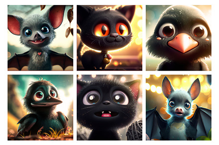 Cute Halloween animals illustrations