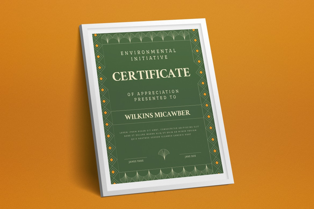 Green Yellow Art Deco Certificate, a Print Template by graphicook (Photo 2 of 3)