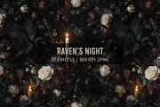 RAVEN'S NIGHT Seamless Pattern, a Pattern Graphic by AYAKA Studio Co. (Thumbnail 1 of 10)