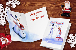 SNOWMEN Watercolor Winter Set