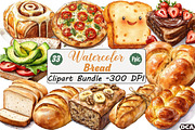 Watercolor Bread Clipart Bundle, an Illustration by DreamCafeArt (Thumbnail 1 of 8)