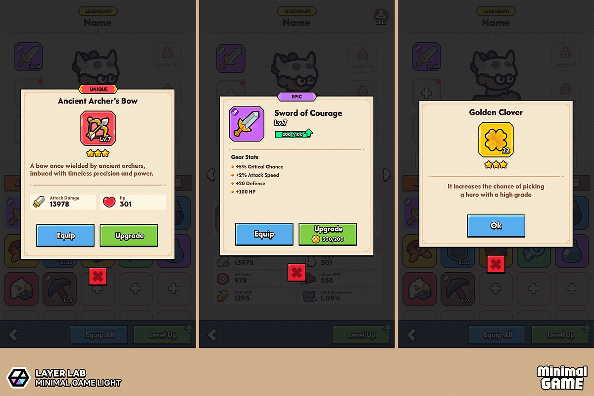 GUI Pro - Minimal Game Light, an UI Kit Template by LAYERLAB (Photo 34 of 51)