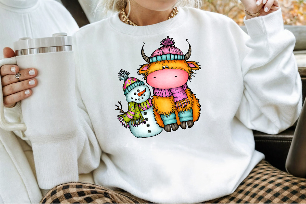 Whimsical Christmas Highland Cow Cli, an Illustration by Sublimation Artist (Photo 4 of 6)