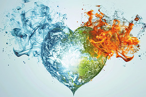 earth shaped love, fire and water el, a Photo by LOGOCREATIVE