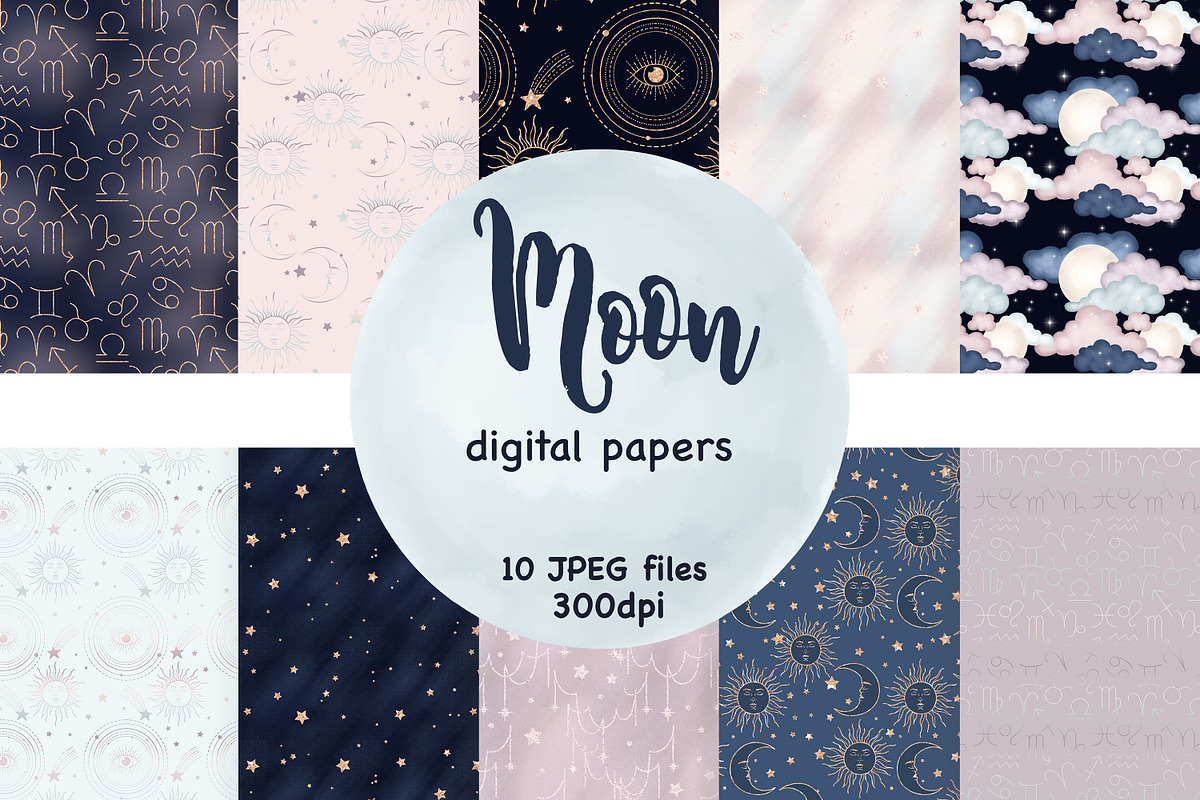 Moon Pattern, a Pattern Graphic by GlamArtZhanna (Photo 1 of 4)