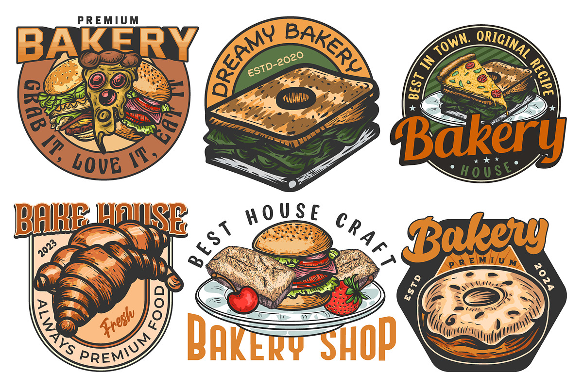 Pizza, Burger Vintage handdrawn logo, a Branding & Logo Template by Billah Hub