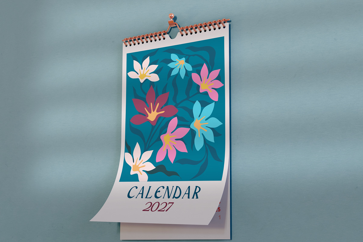 2027 Floral Calendar Template Vector, a Stationery Template by Peacock_design (Photo 3 of 15)