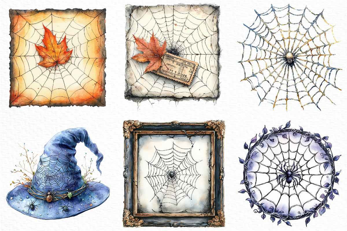 Watercolor Halloween Spider Web PNG, an Illustration by Craft Nest (Photo 5 of 6)