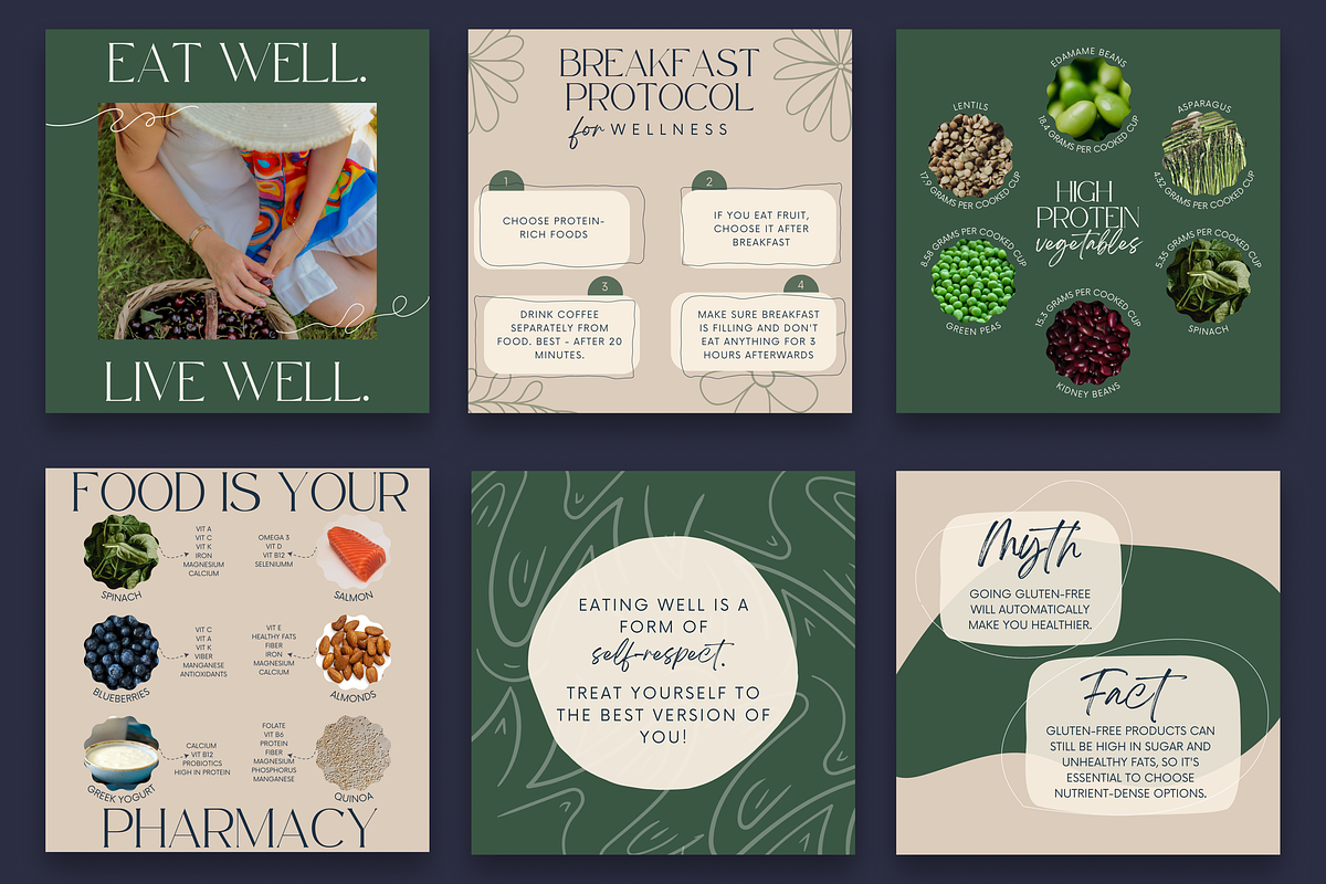 90+ Nutrition Coach Canva Templates, a Social Media Template by Glow Muse Studio (Photo 6 of 9)